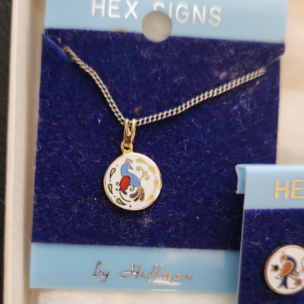 Hex Signs Gold and White Necklace by - Picture 3 of 3